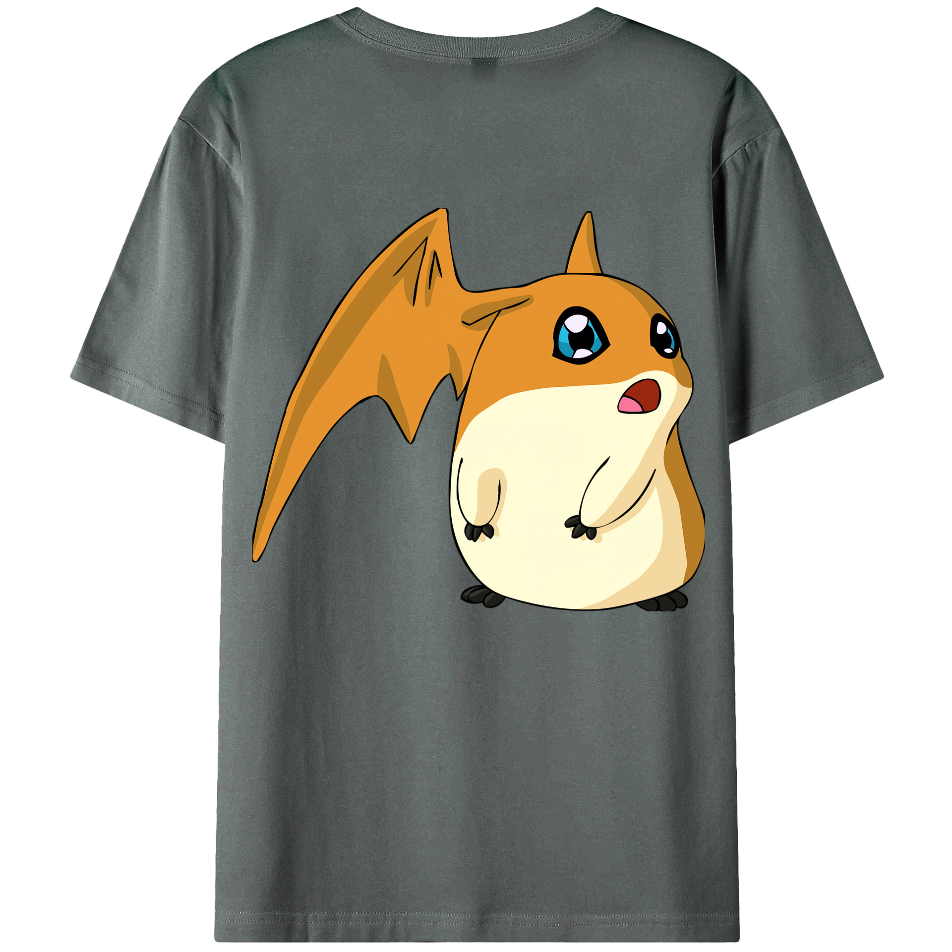 （画像用） Digimon デジタルモンスター/デジモン 綿100％ メンズ半袖Tシャツ（バックプリント） 通気性